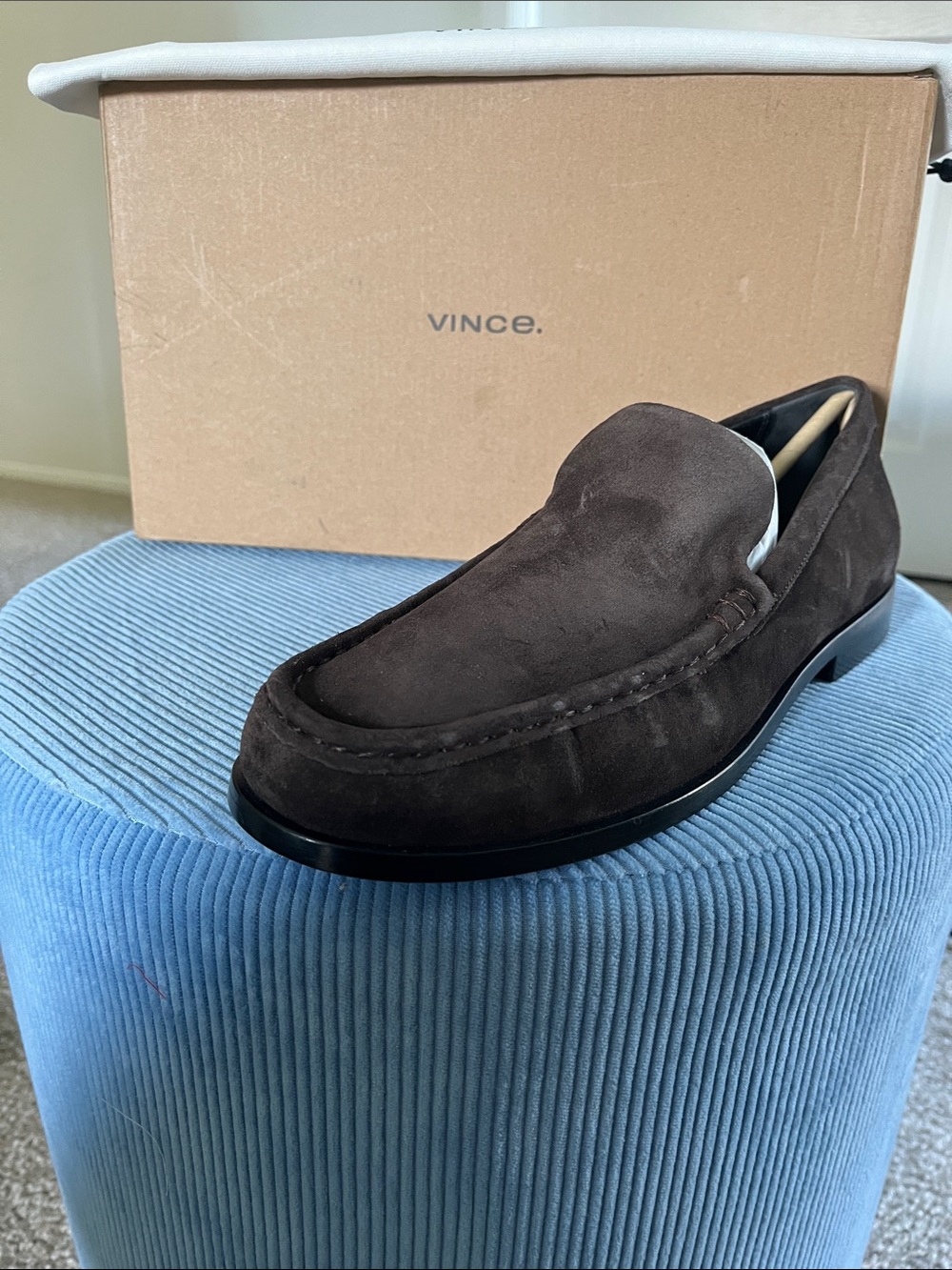 Vince Dark Brown Suede Slip-On Loafers